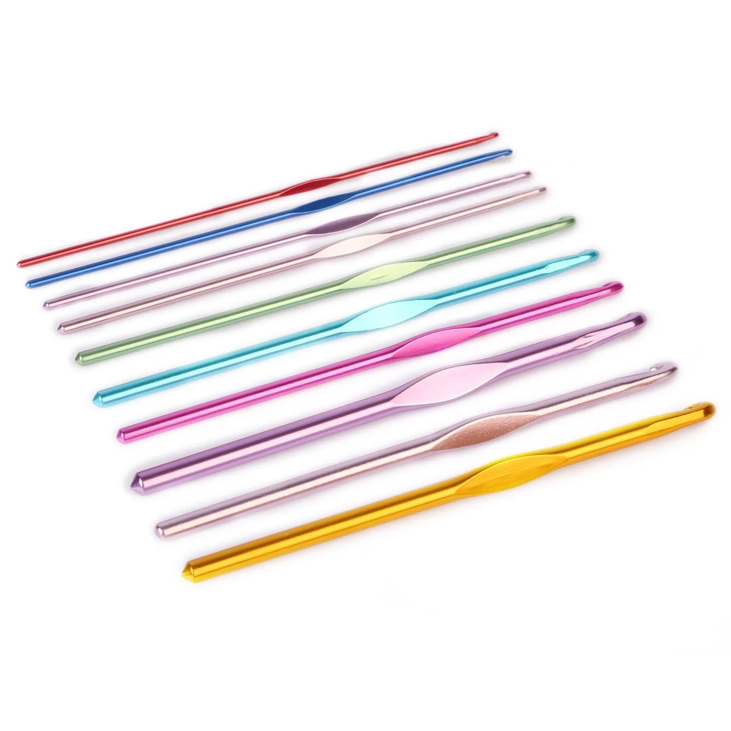 22-Piece: Aluminum Multi-Color Crochet Hook Needles