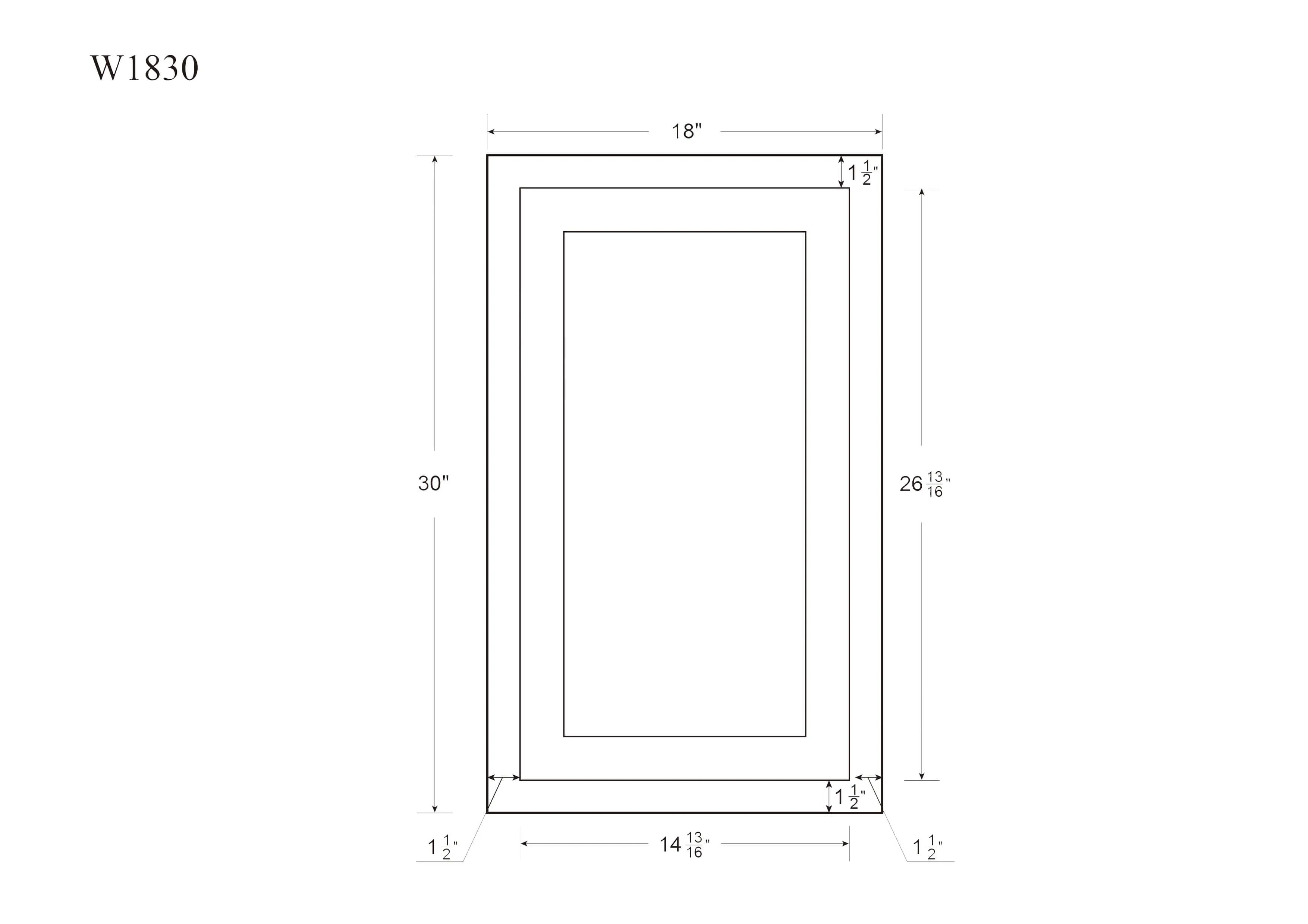 30" Tall Elegant Oak Craftsman Shaker 1-1/4" Overlay Shaker Wall Cabinet - Single Door 9", 12", 15", 18" & 21"