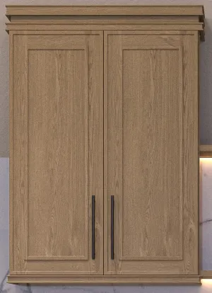 36" Tall Elegant Oak Craftsman Shaker 1-1/4" Overlay Wall Cabinet - Double Door 24", 27", 30", 33" & 36"