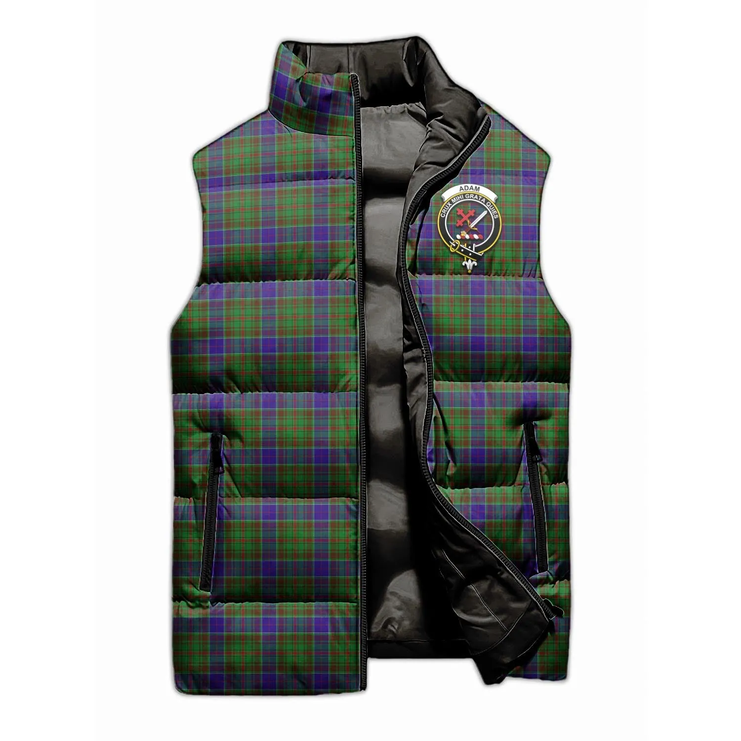 Adam Tartan Sleeveless Puffer Jacket with Family Crest