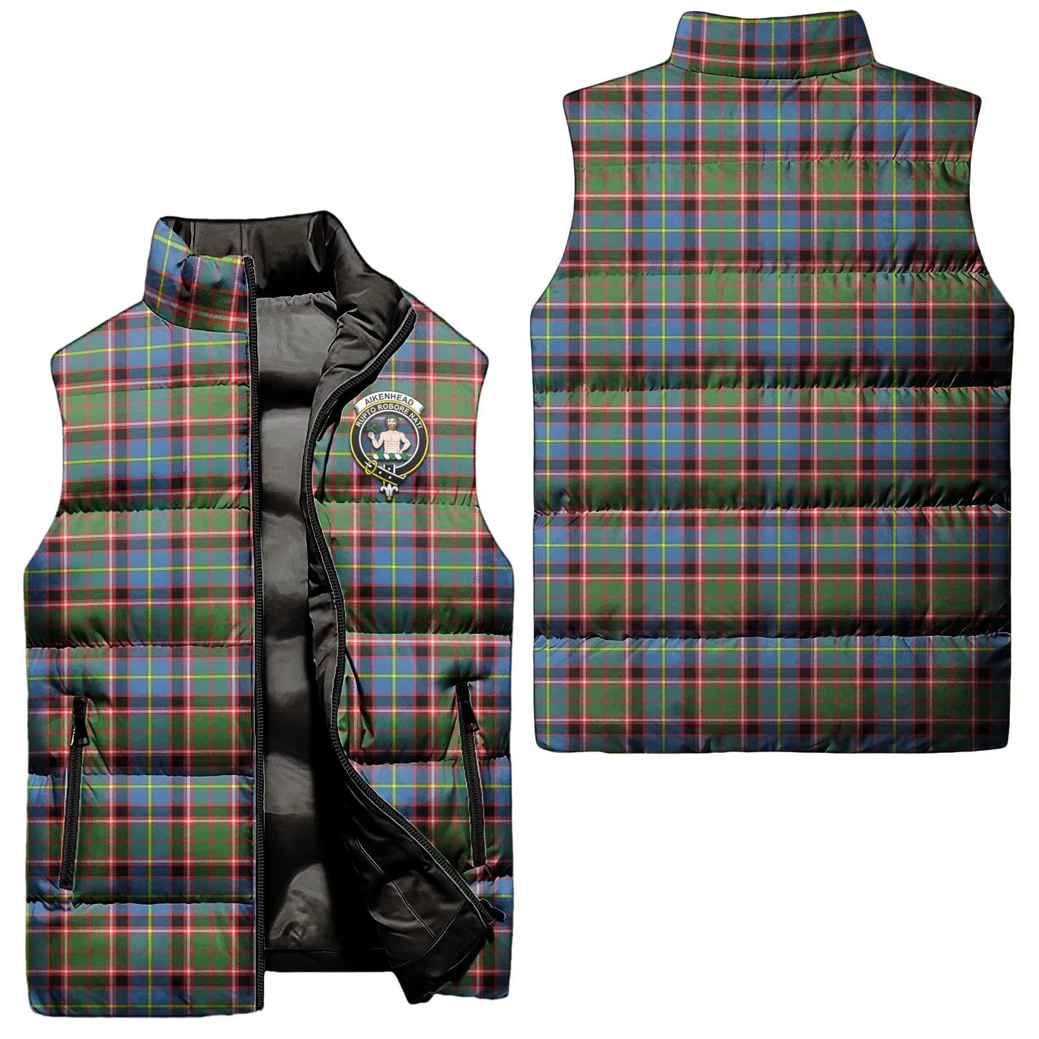 Aikenhead Tartan Sleeveless Puffer Jacket with Family Crest