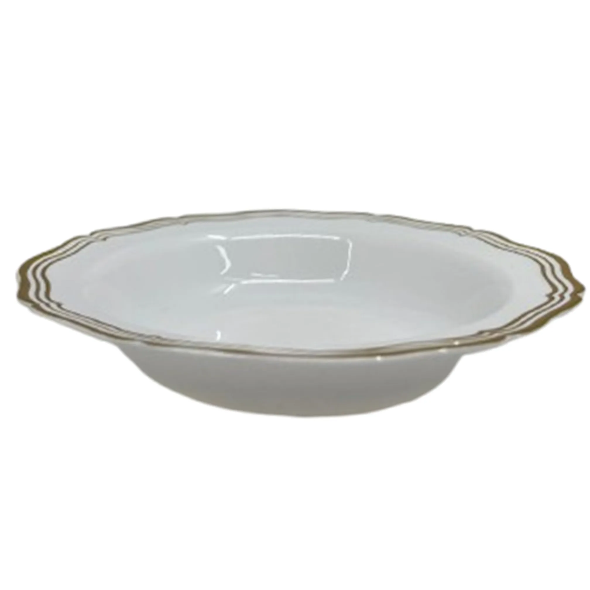 Aristocrat Collection Plastic Soup Bowls White & Gold 7.5 inches