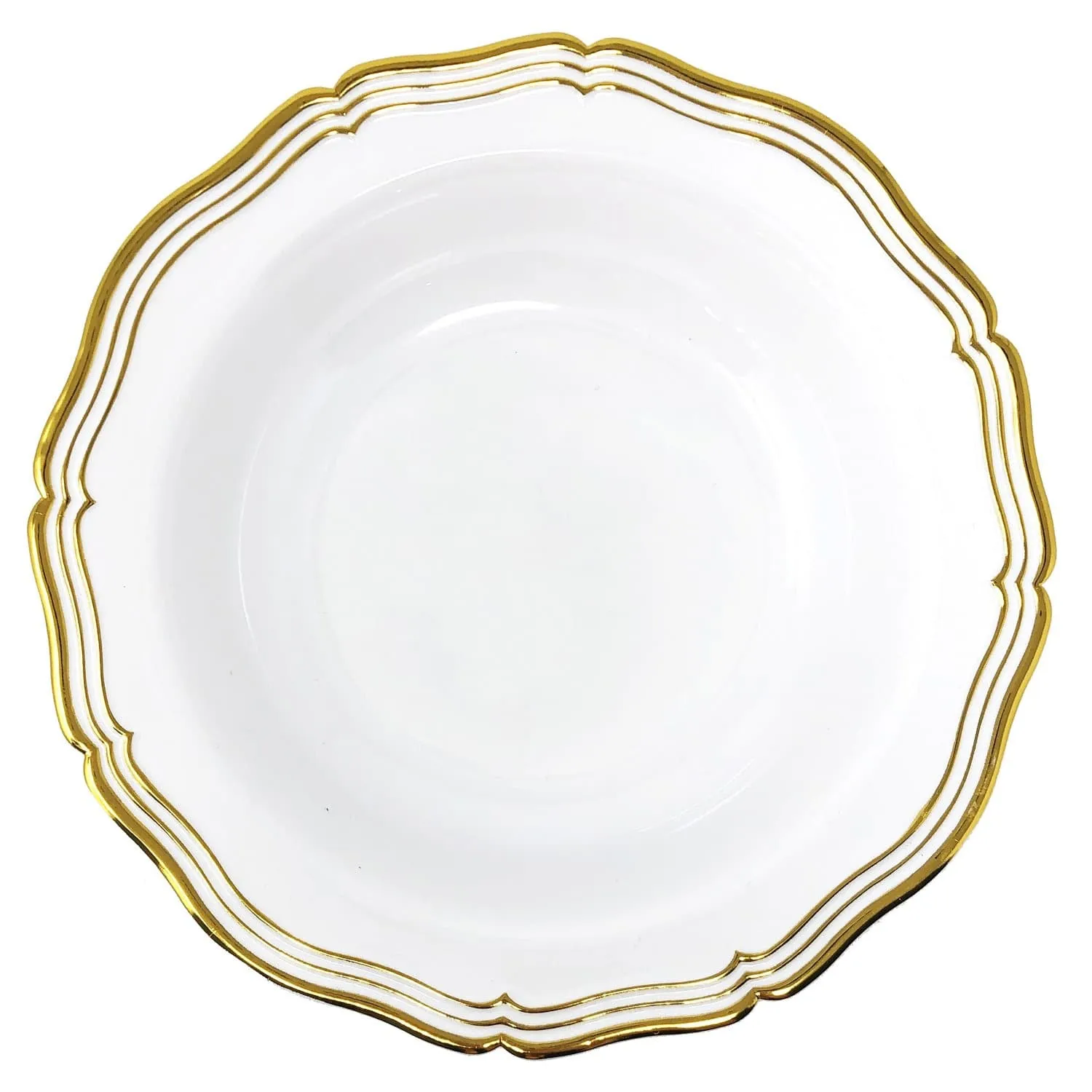 Aristocrat Collection Plastic Soup Bowls White & Gold 7.5 inches