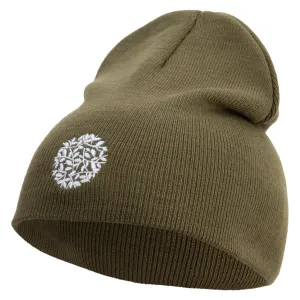 Artistic Natural Leaf Logo Embroidered 8 inch Acrylic Short beanie