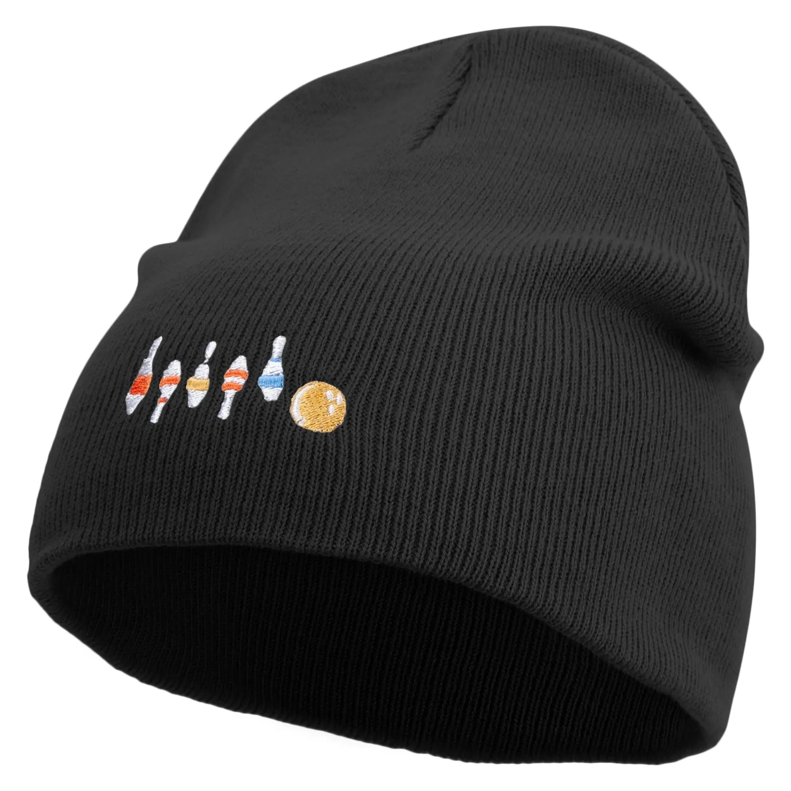 Artistic Style Bowling Embroidered 8 inch Acrylic Short beanie