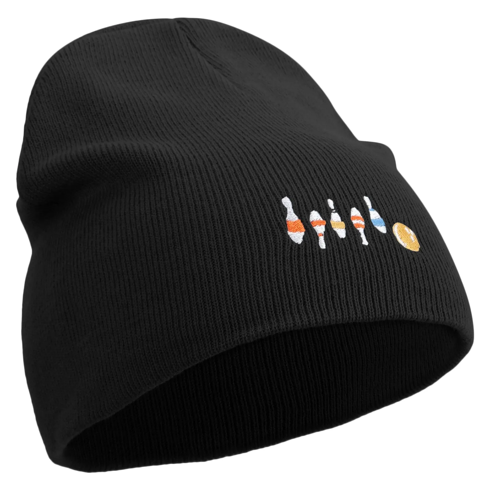 Artistic Style Bowling Embroidered 8 inch Acrylic Short beanie