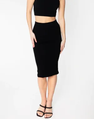 Bamboo Ribbed Midi Skirt