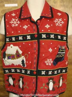 Bears in Winter Corny Christmas Sweater Vest