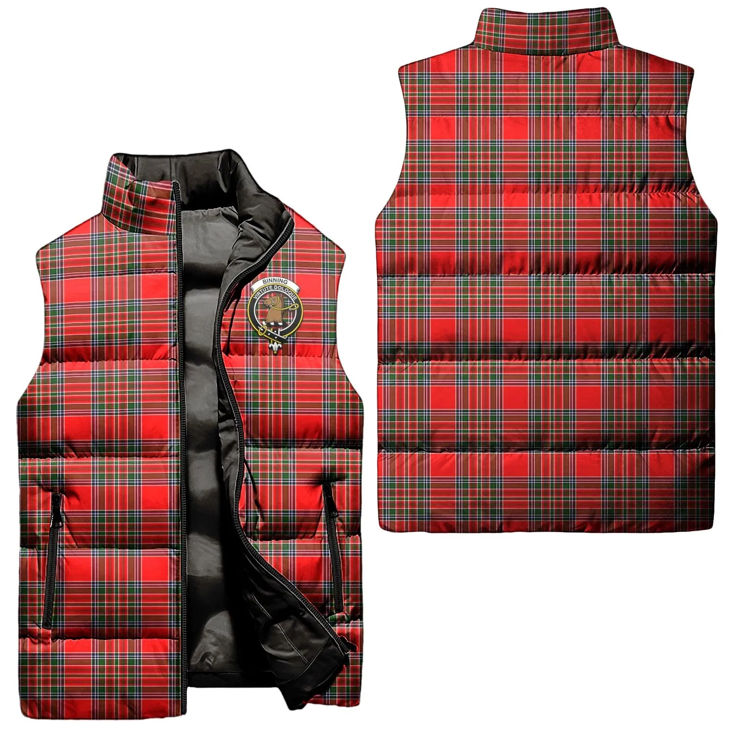 Binning Tartan Sleeveless Puffer Jacket with Family Crest