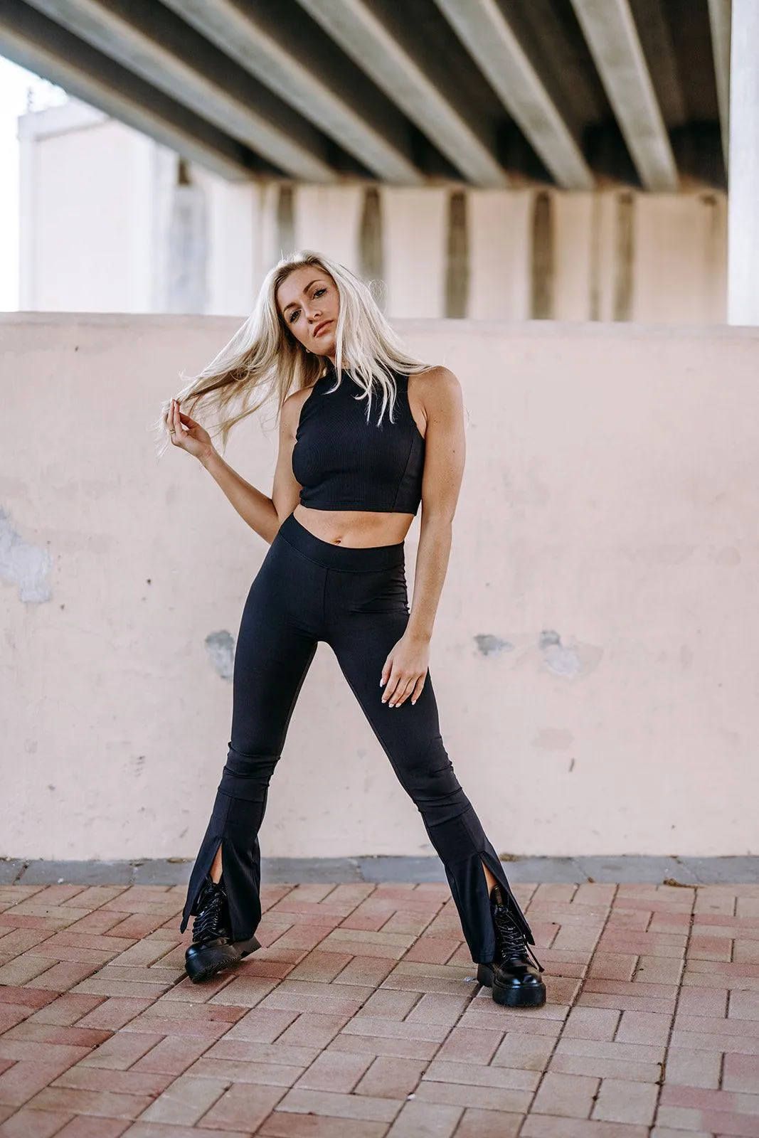 Black High Neck Crop Top