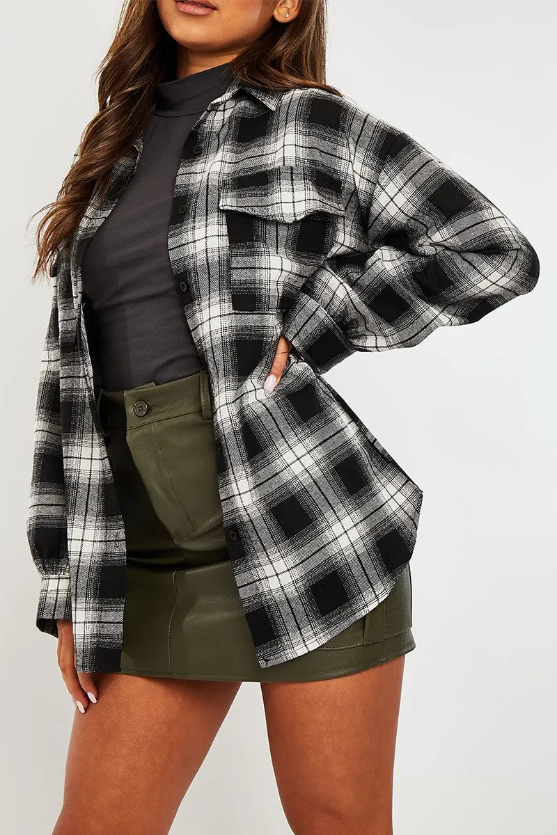 Black Oversized Check Shirt - Frona