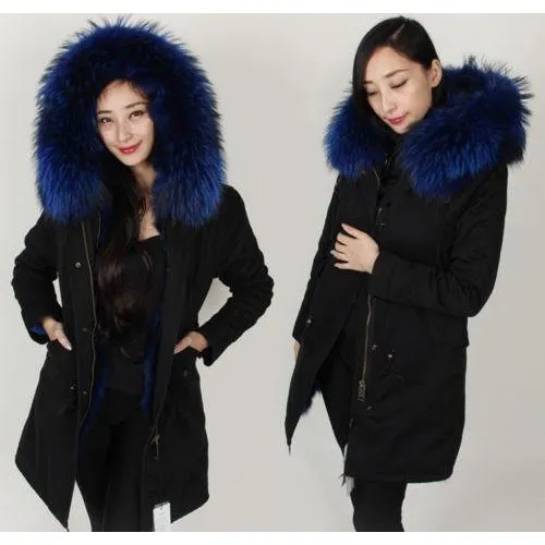 Blue Fur Black Parka