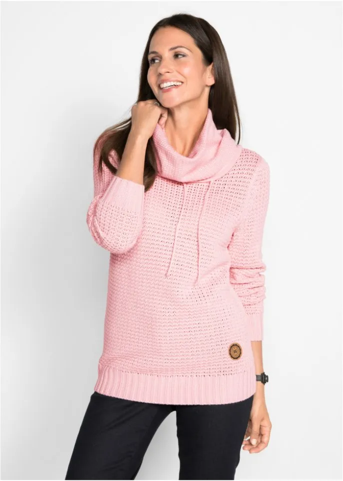 Bpc Bonprix Collection turtleneck sweater with ties, pink