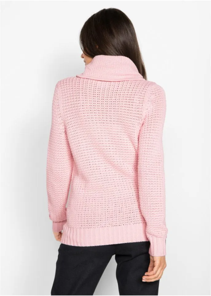 Bpc Bonprix Collection turtleneck sweater with ties, pink