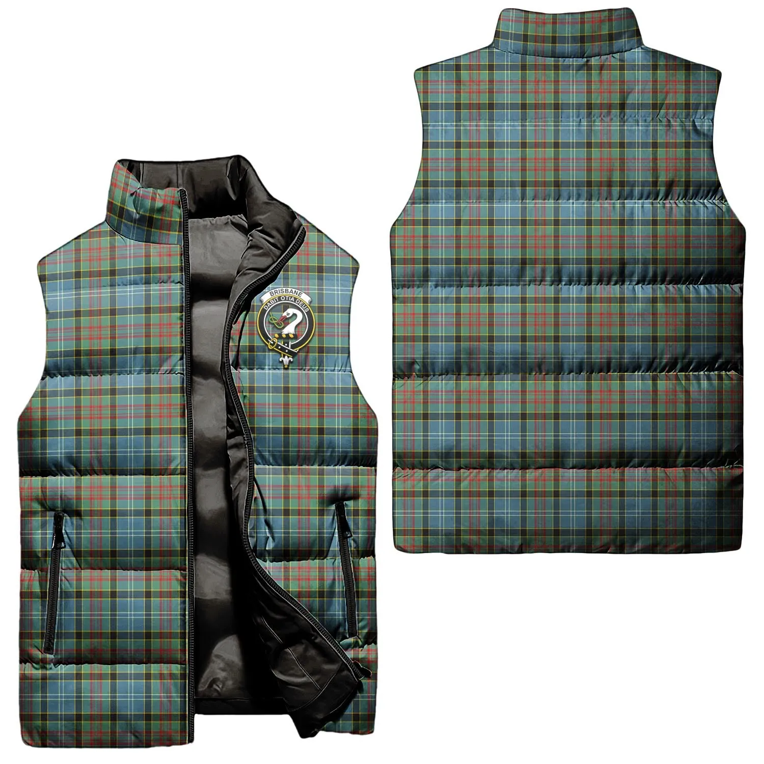 Brisbane Tartan Sleeveless Puffer Jacket with Family Crest