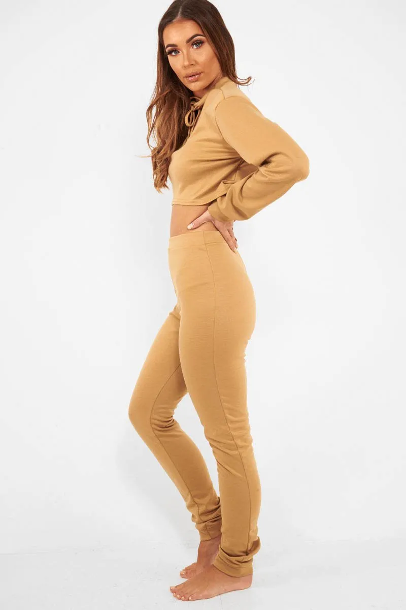 Camel Cut Out Loungewear Set - Adaia