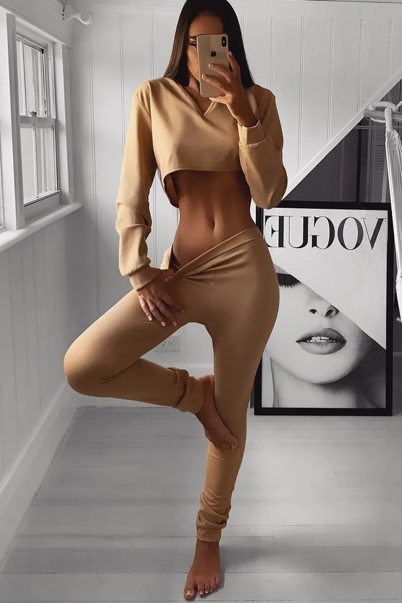 Camel Cut Out Loungewear Set - Adaia