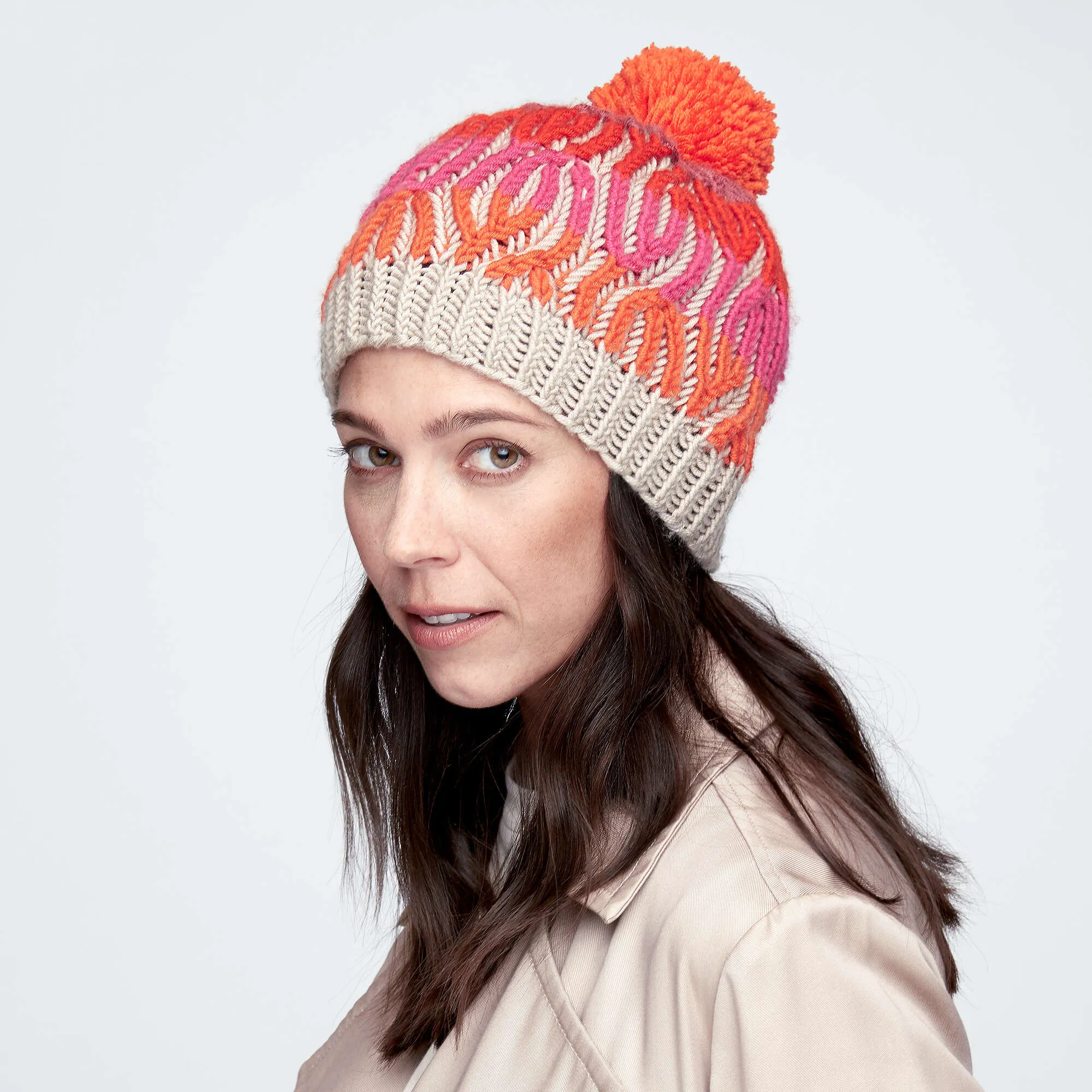 Caron X Pantone Brioche Cables Knit Hat