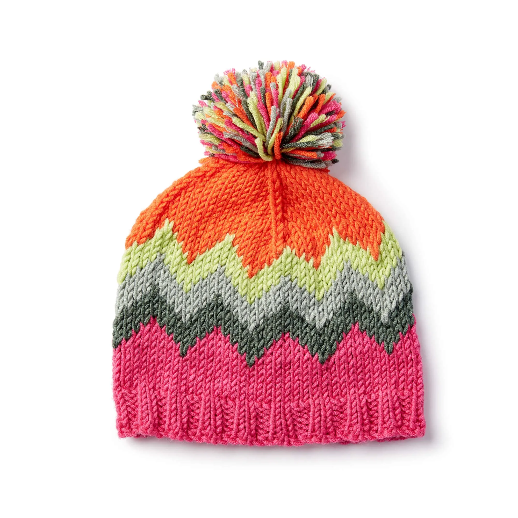 Caron X Pantone Knit Chevron Hat