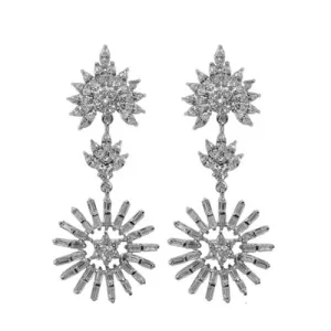 Classic & Fine 3 Channel CZ Drop Brass Earrings