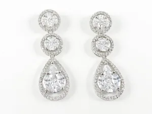 Classic Elegant Round CZ Drop Brass Earrings