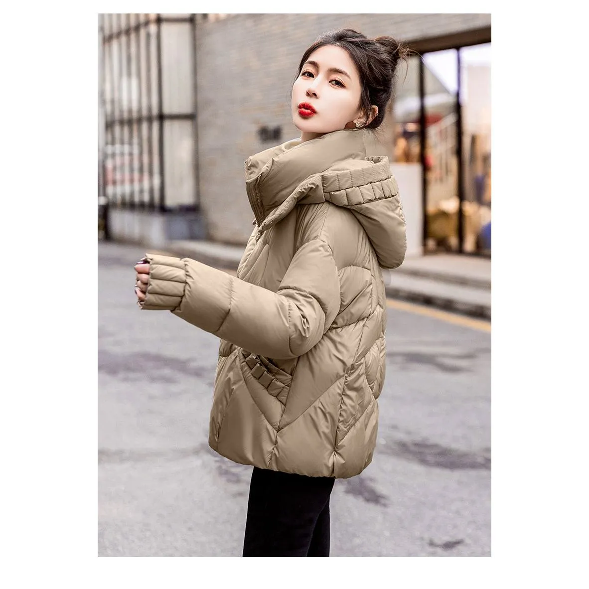 Cropped Windproof Thickened Puffer Jacket