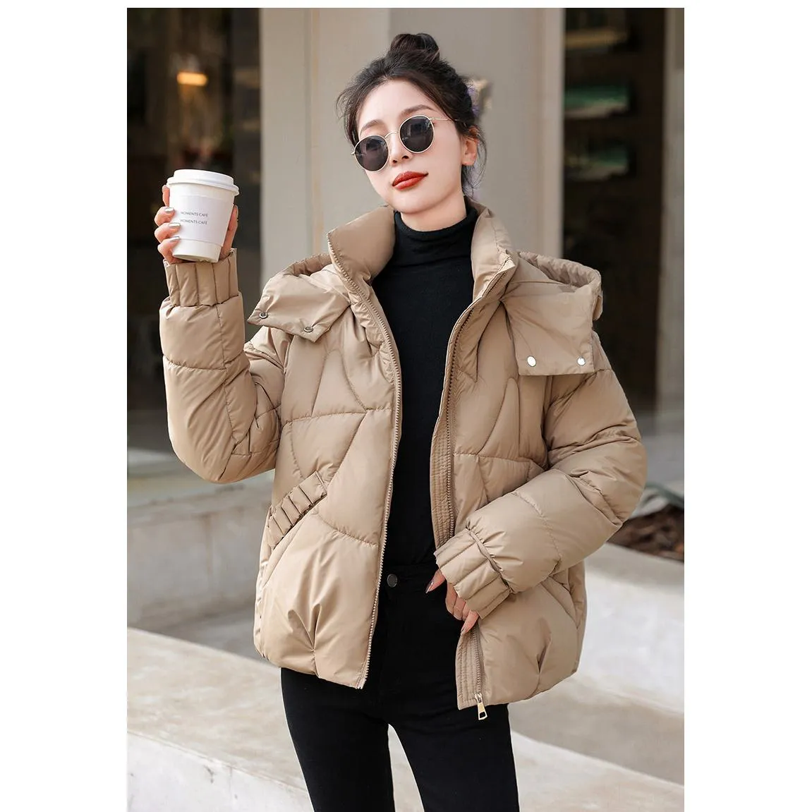 Cropped Windproof Thickened Puffer Jacket