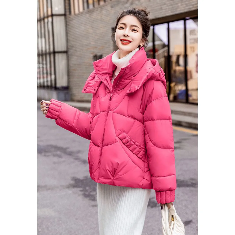 Cropped Windproof Thickened Puffer Jacket