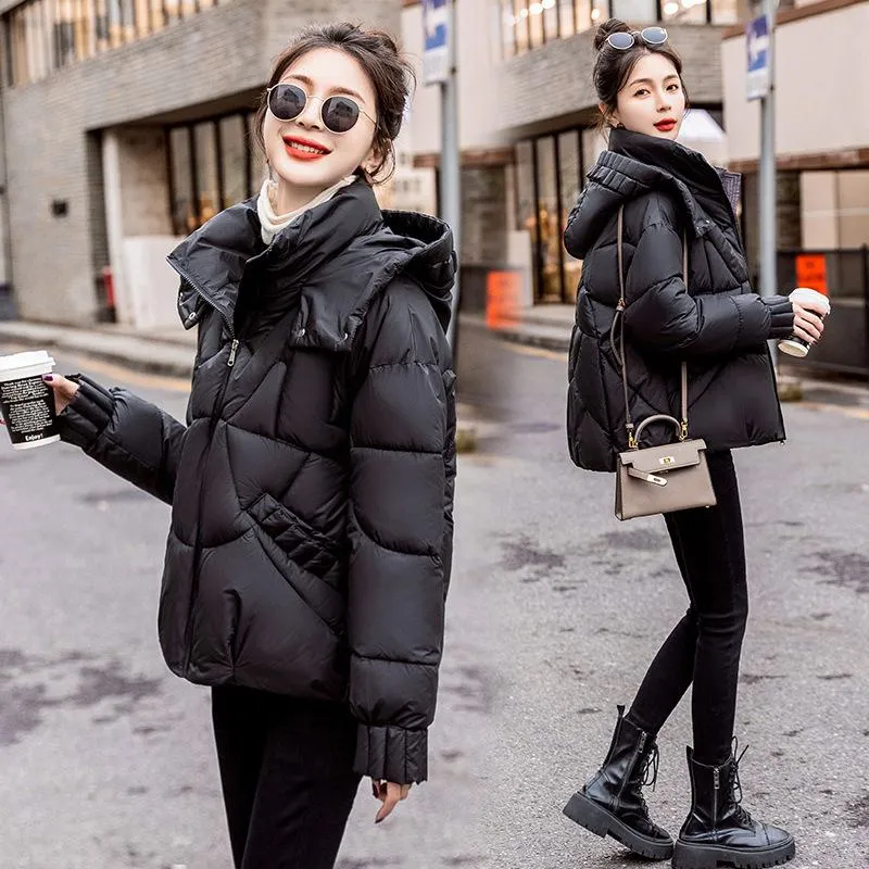 Cropped Windproof Thickened Puffer Jacket