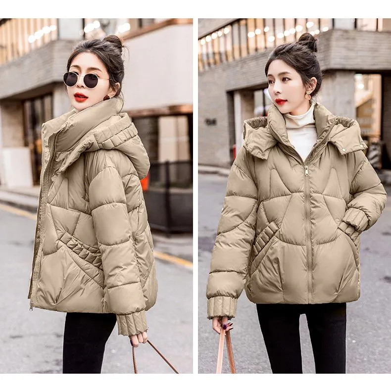 Cropped Windproof Thickened Puffer Jacket