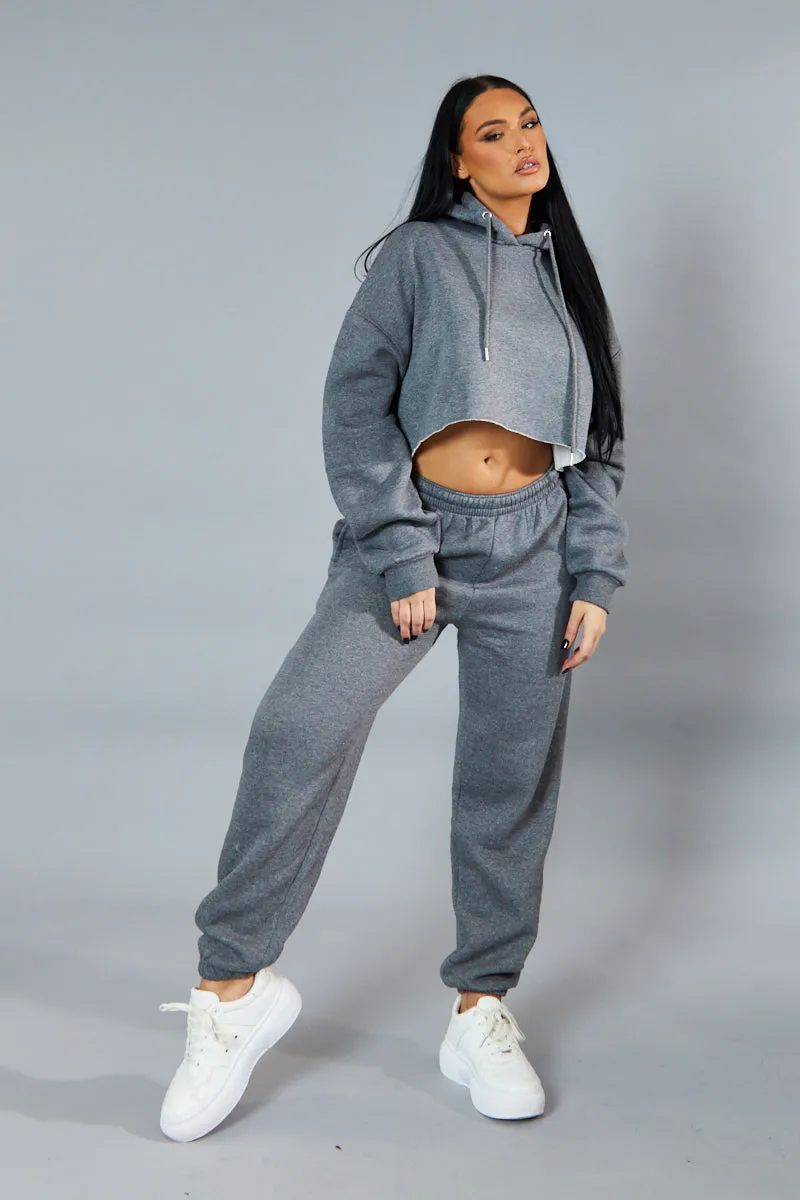 Dark Grey Cropped Oversized Hoodie and Joggers Co-ord - Karenza