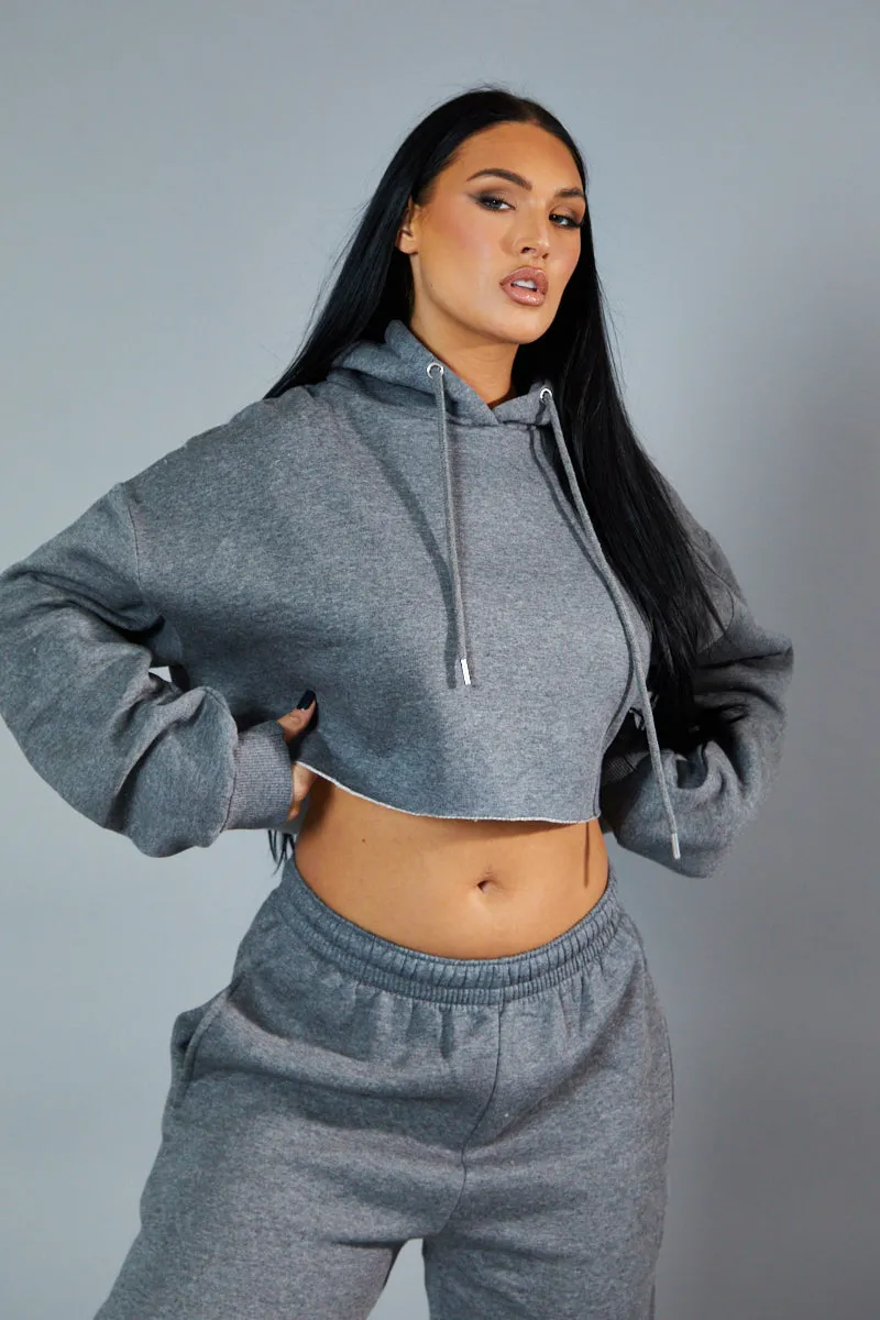 Dark Grey Cropped Oversized Hoodie and Joggers Co-ord - Karenza