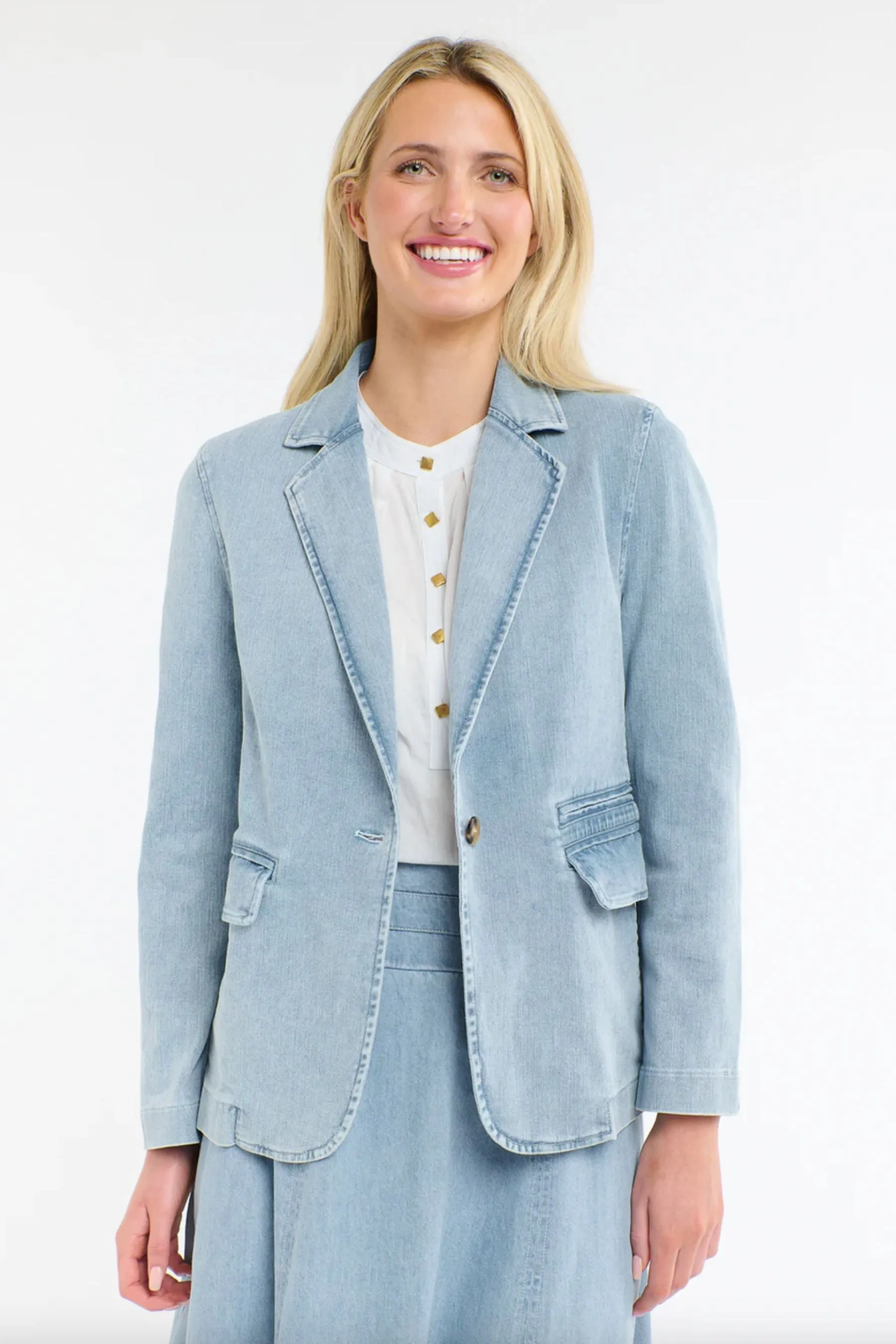 Denim Blazer| Ice Blue