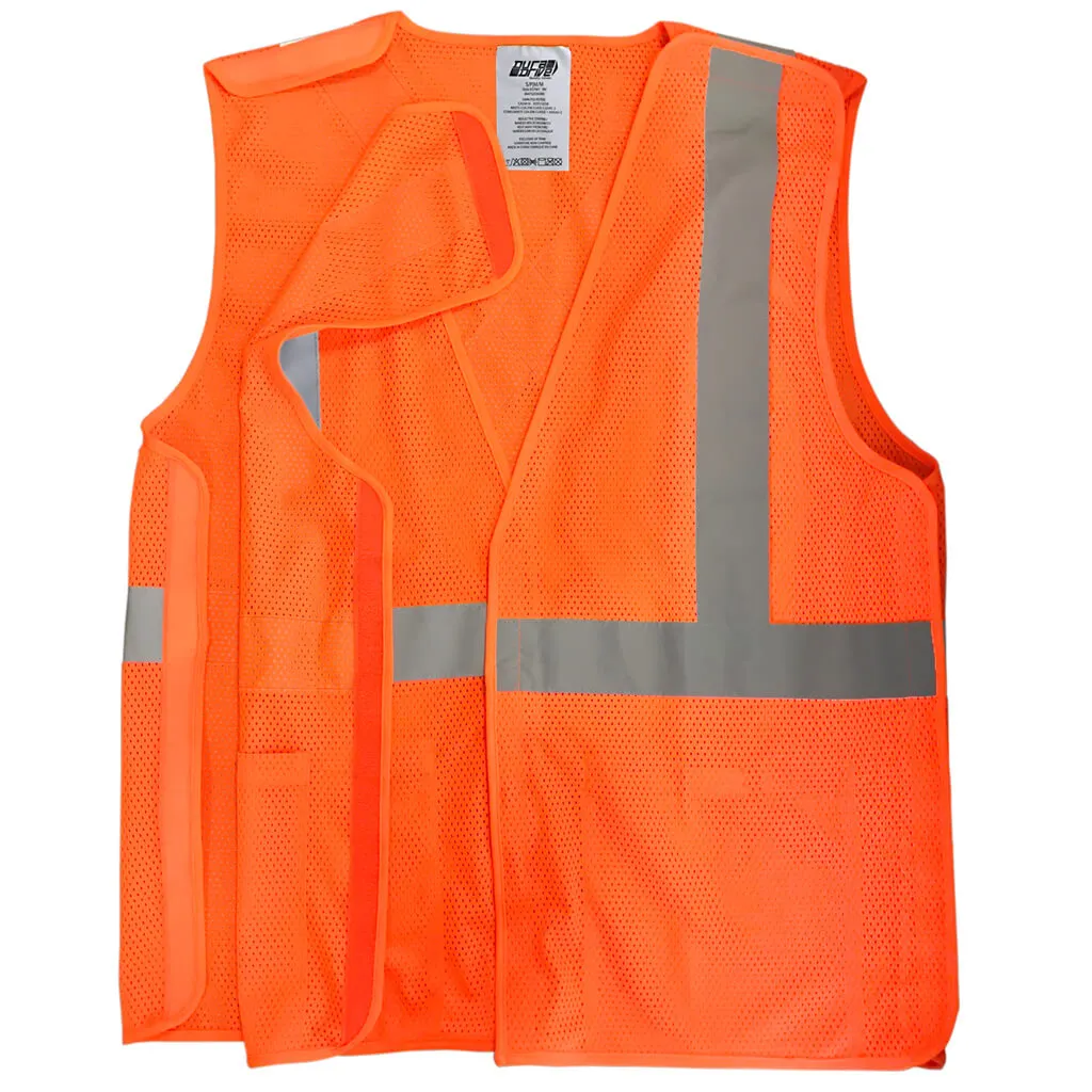 DuraDrive Men's Orange Hi-Vis Class 2 Level 2 Knitted Mesh Break-Away Safety Vest with Pockets