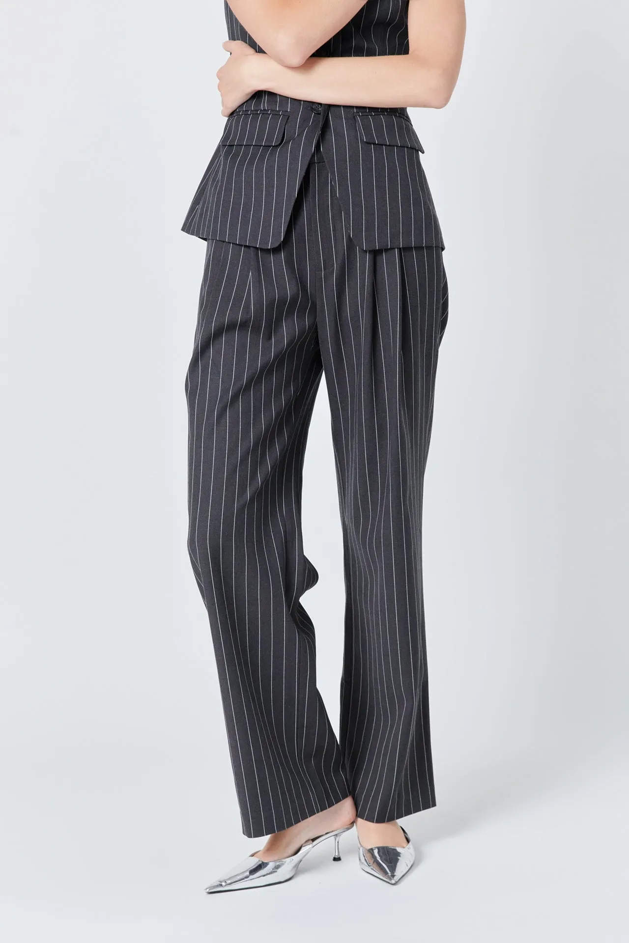 Endless Rose - Pinstriped High Waisted Trouser