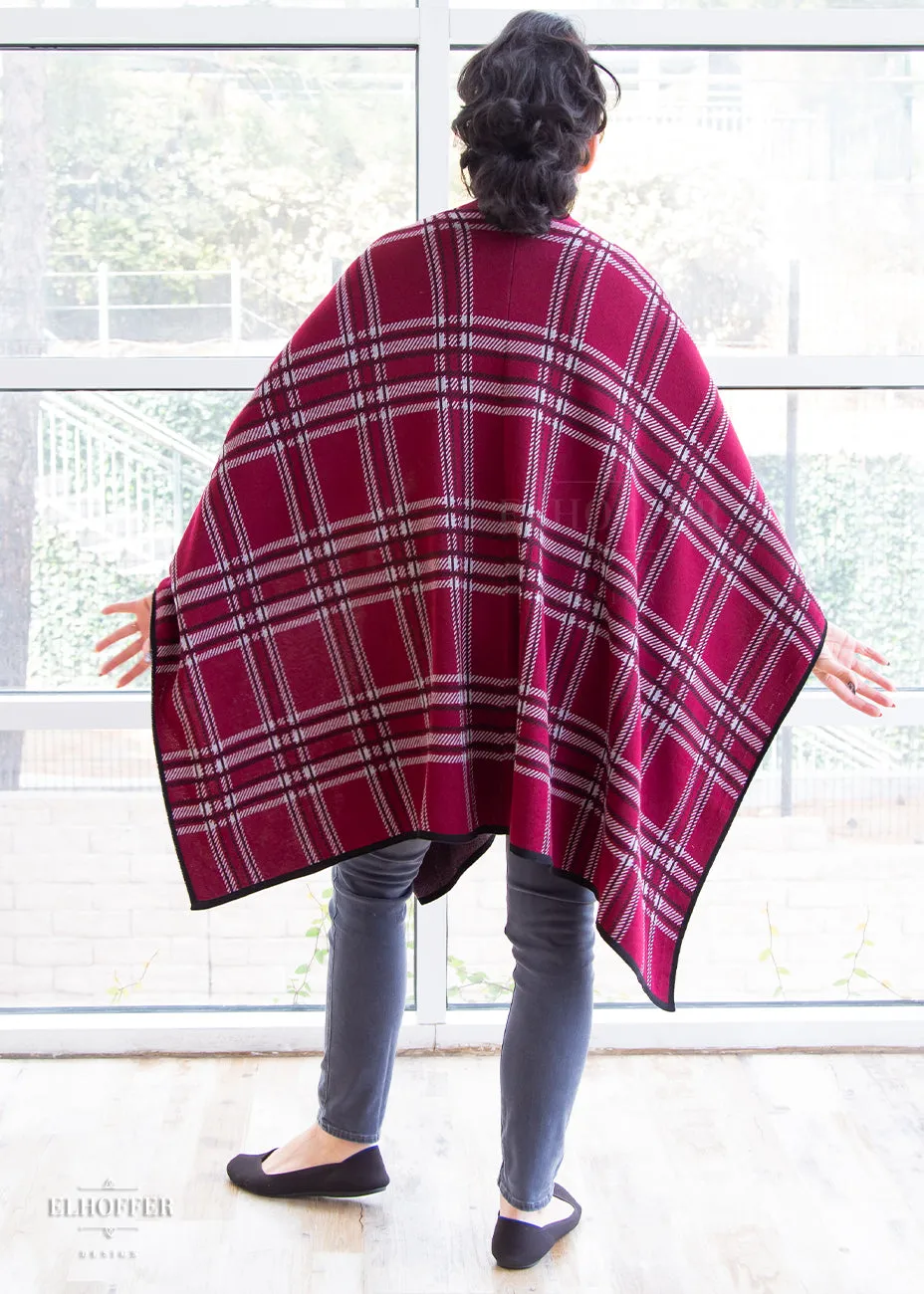 Essential Tartan Poncho - Crimson