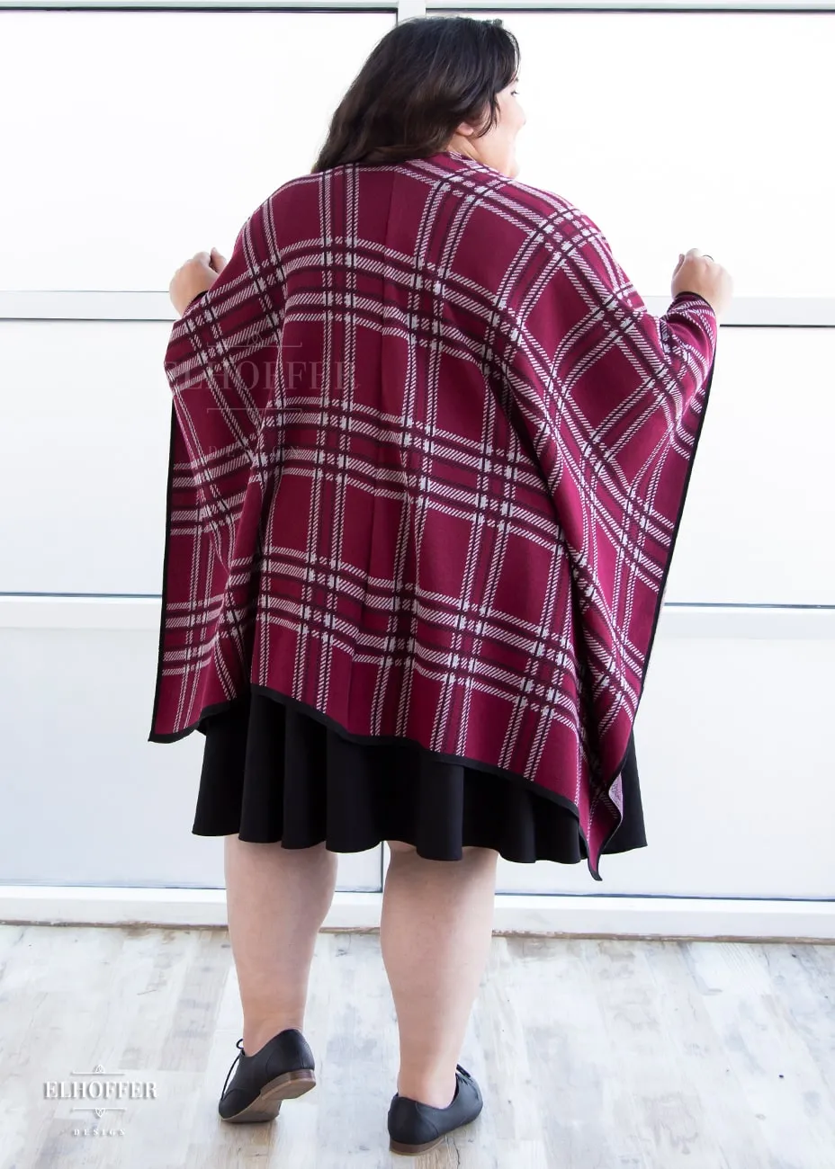 Essential Tartan Poncho - Crimson