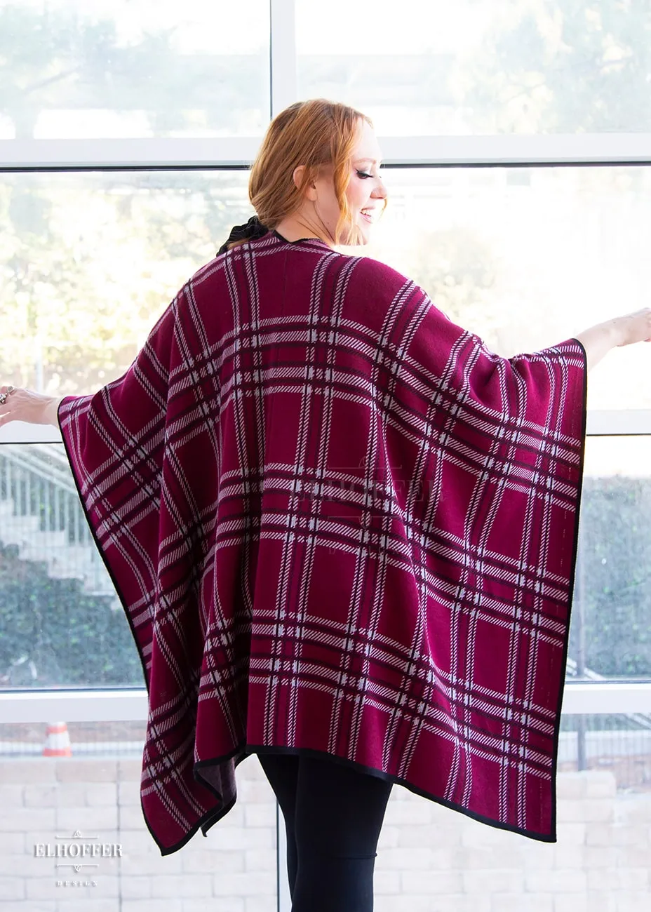 Essential Tartan Poncho - Crimson