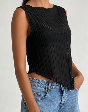 Etta Knitted Vest Top in Black