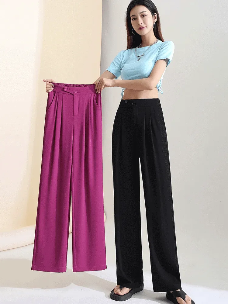 Figure-flattering versatile high-waisted wide leg trousers