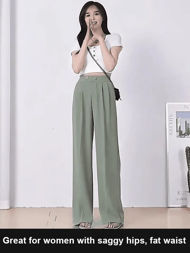 Figure-flattering versatile high-waisted wide leg trousers