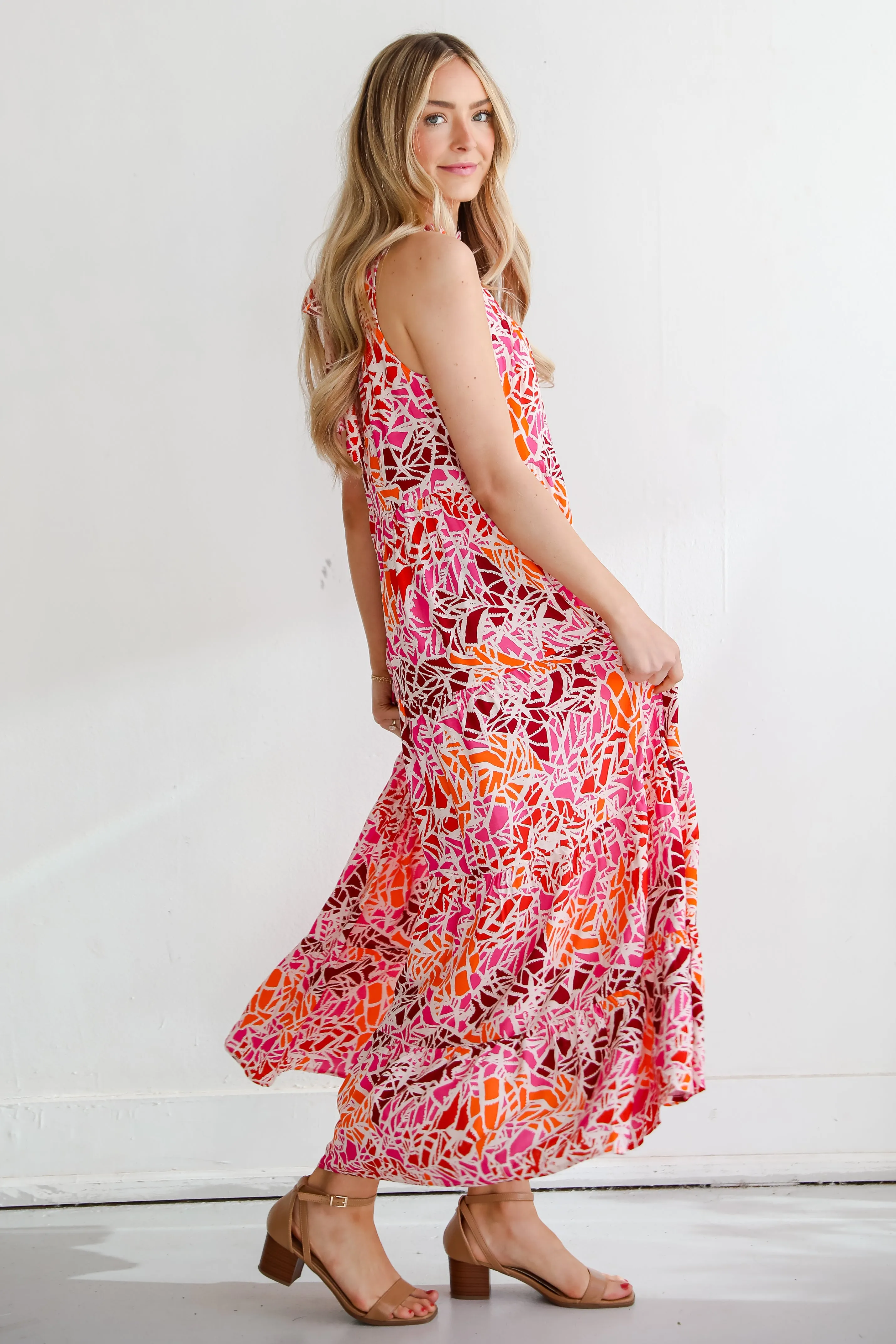 FINAL SALE - Stunning Enchantment Pink Tiered Maxi Dress