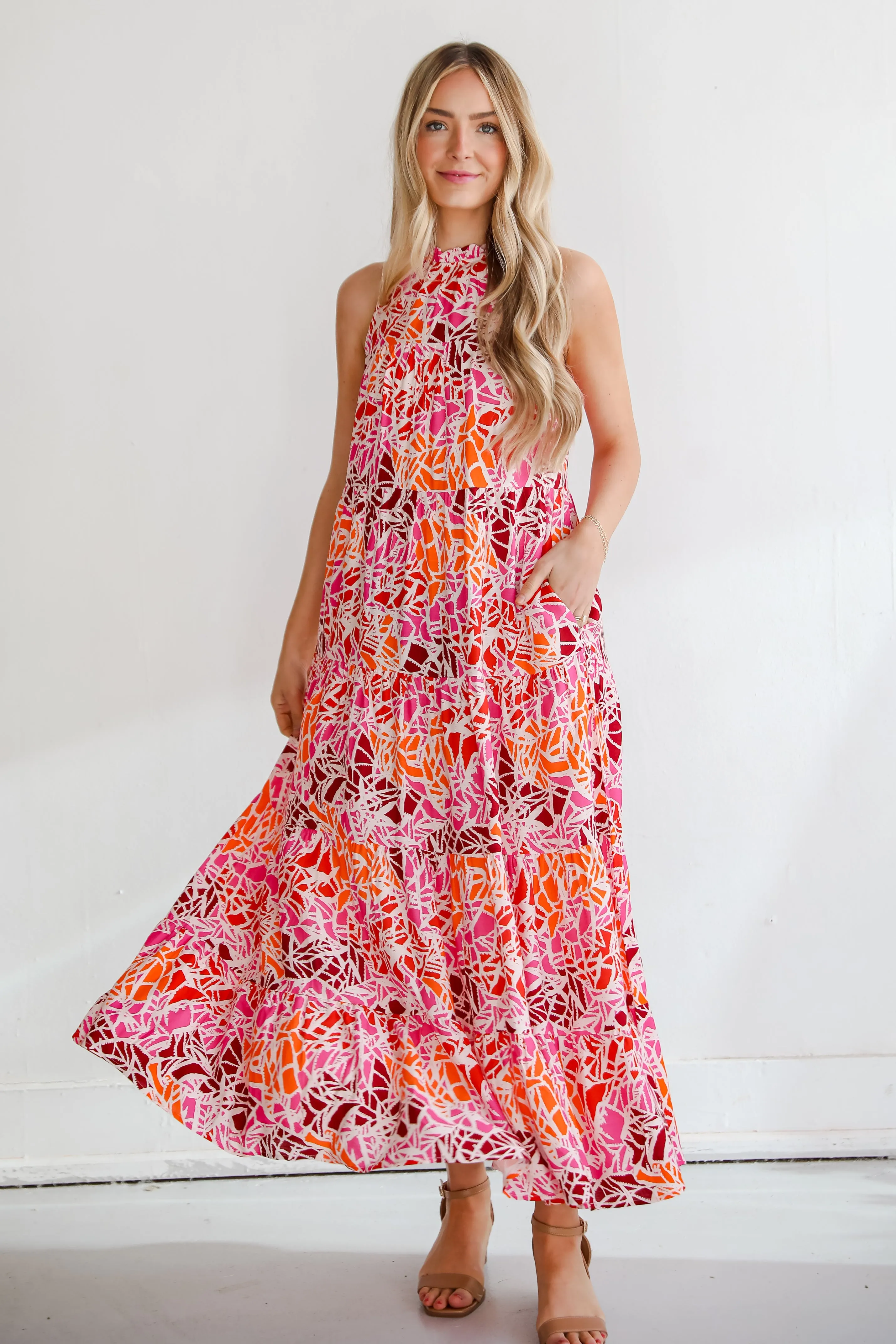 FINAL SALE - Stunning Enchantment Pink Tiered Maxi Dress