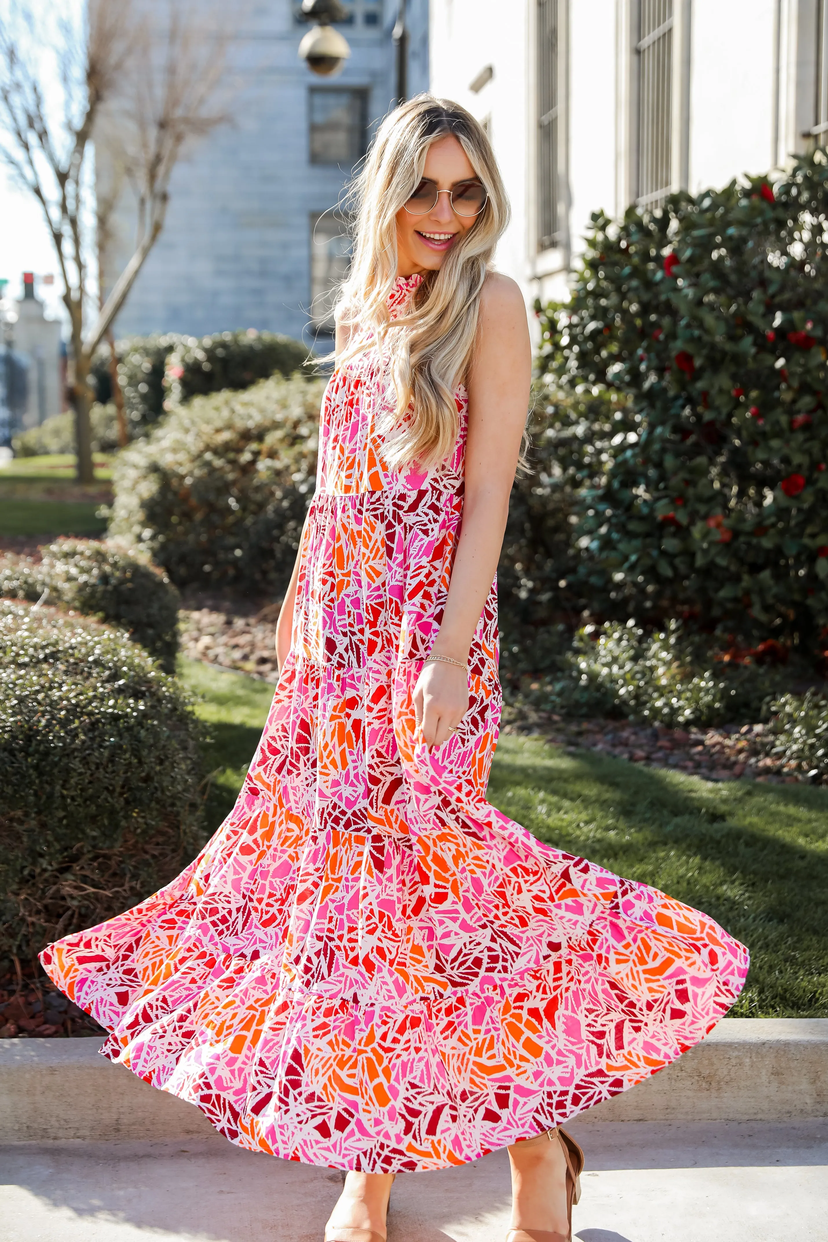 FINAL SALE - Stunning Enchantment Pink Tiered Maxi Dress