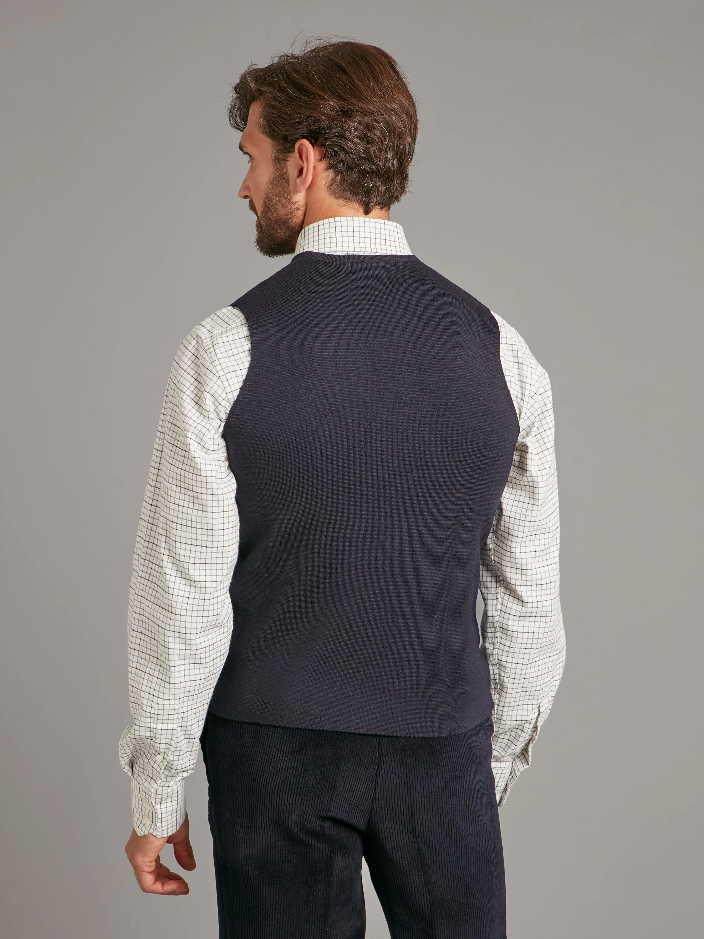 Fine Merino Wool Vest - Navy