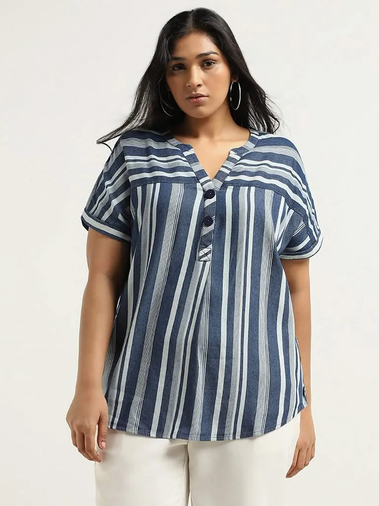 Gia Blue Striped Top