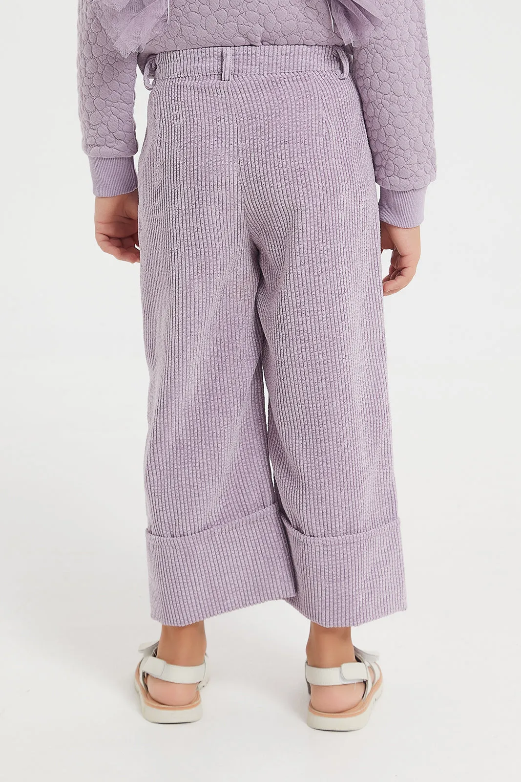 Girls Lilac Corduroy Wide Leg Trouser