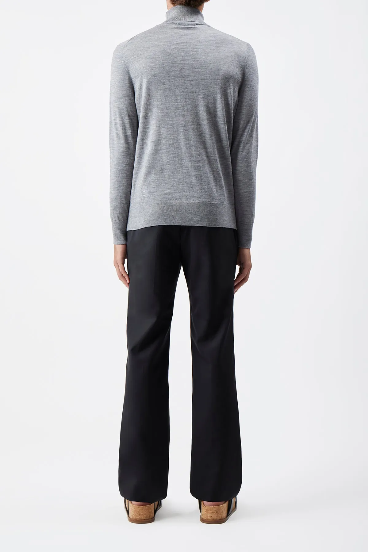 Jermaine Knit Turtleneck in Heather Grey Merino Wool