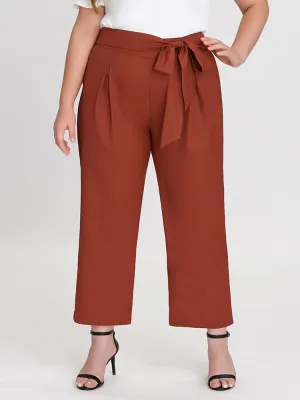 Knot Belt Straight Pants