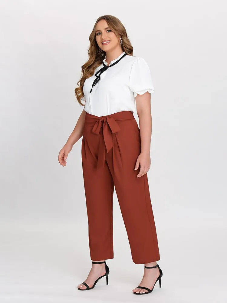 Knot Belt Straight Pants